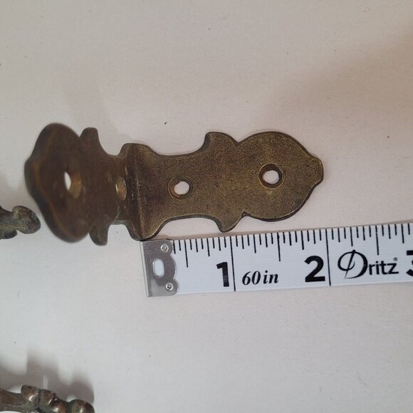 Vintage Metal Brass Hardware Drawer Pulls & Covers 14 Pc Set w Brackets - Picture 6 of 9